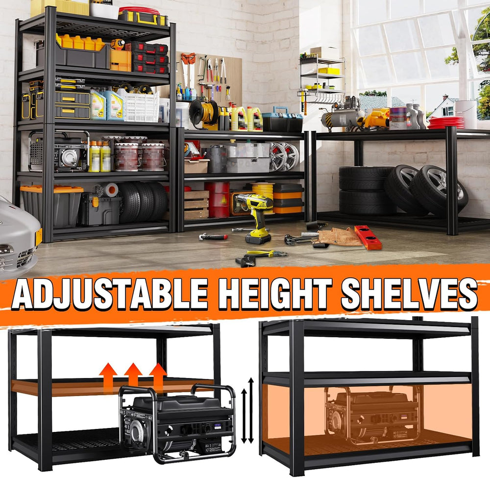 71"H Garage Shelving-3000LBS 5 Tier Storage Shelves,Adjustable Heavy Dut...