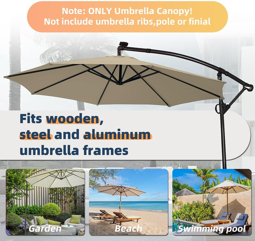 10ft Patio Umbrella Replacement Canopy for 8 ribs, Fits Hanging Offset Cantil...