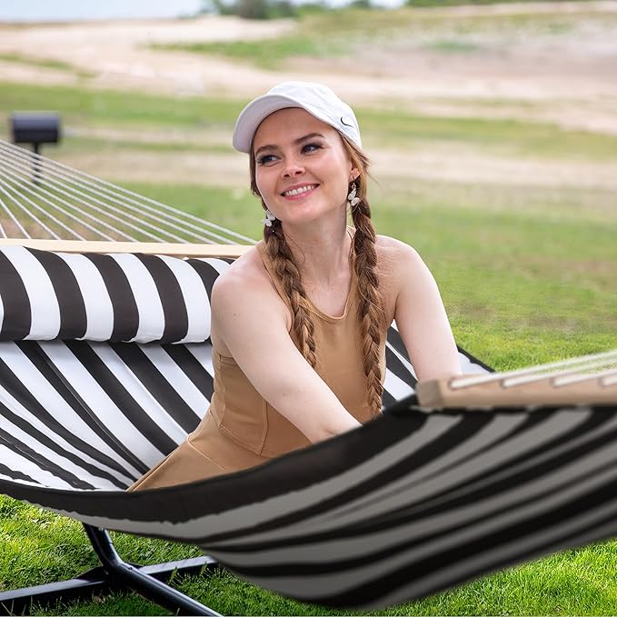 SUNCREAT Two Person Hammock with 12ft Stand Included, Max 475lbs Capacity, He...
