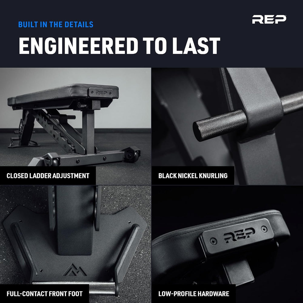 REP Nighthawk Adjustable Weight Bench | Home Gym Incline Decline Flat Workout...
