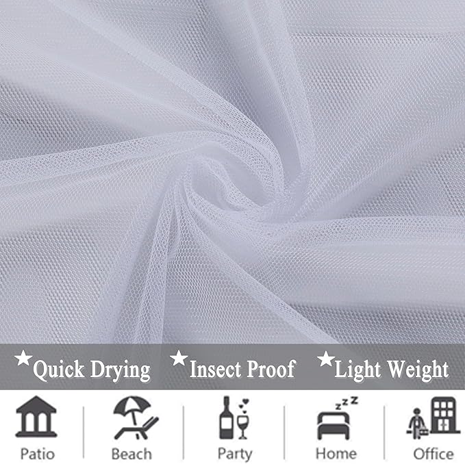 Patio Screen Mesh Outdoor Curtains Waterproof Sheer Lightweight Bug Netting f...