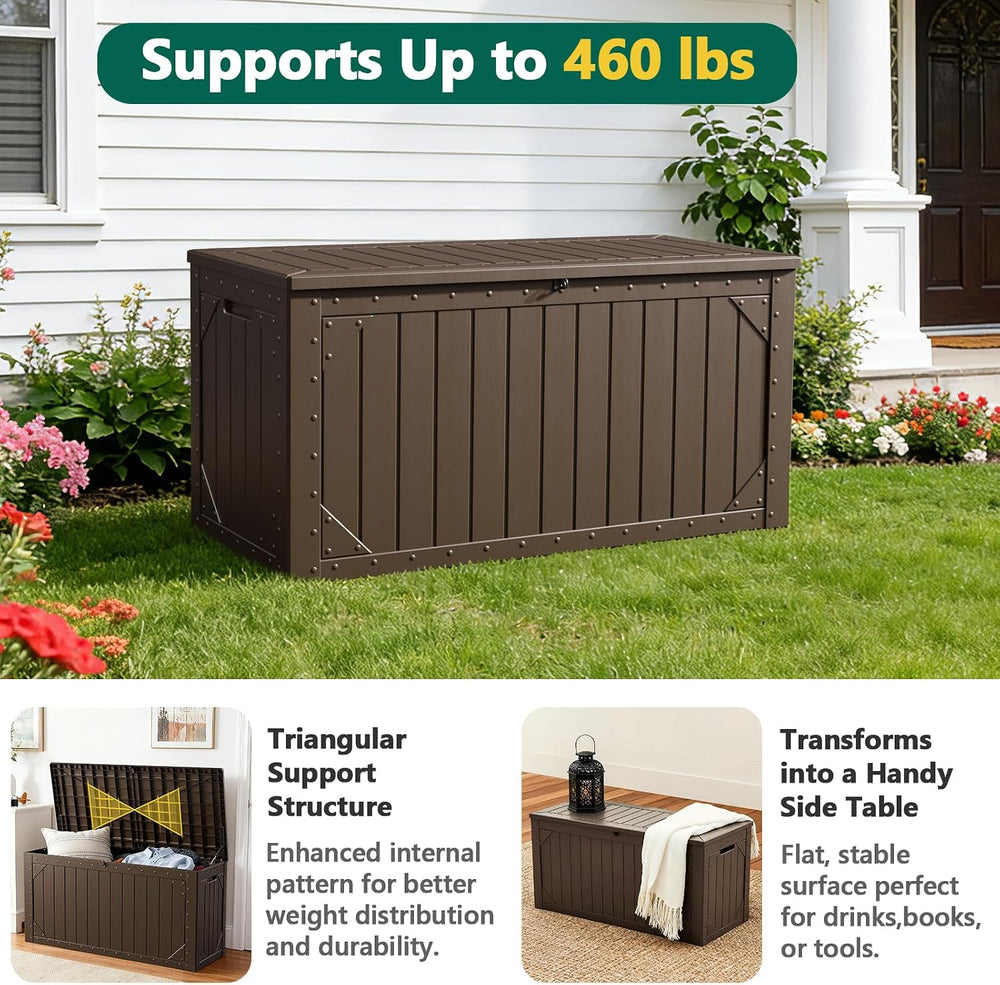 100 Gallon Outdoor Storage Box, Waterproof Resin Deck Box Organizer for Patio...
