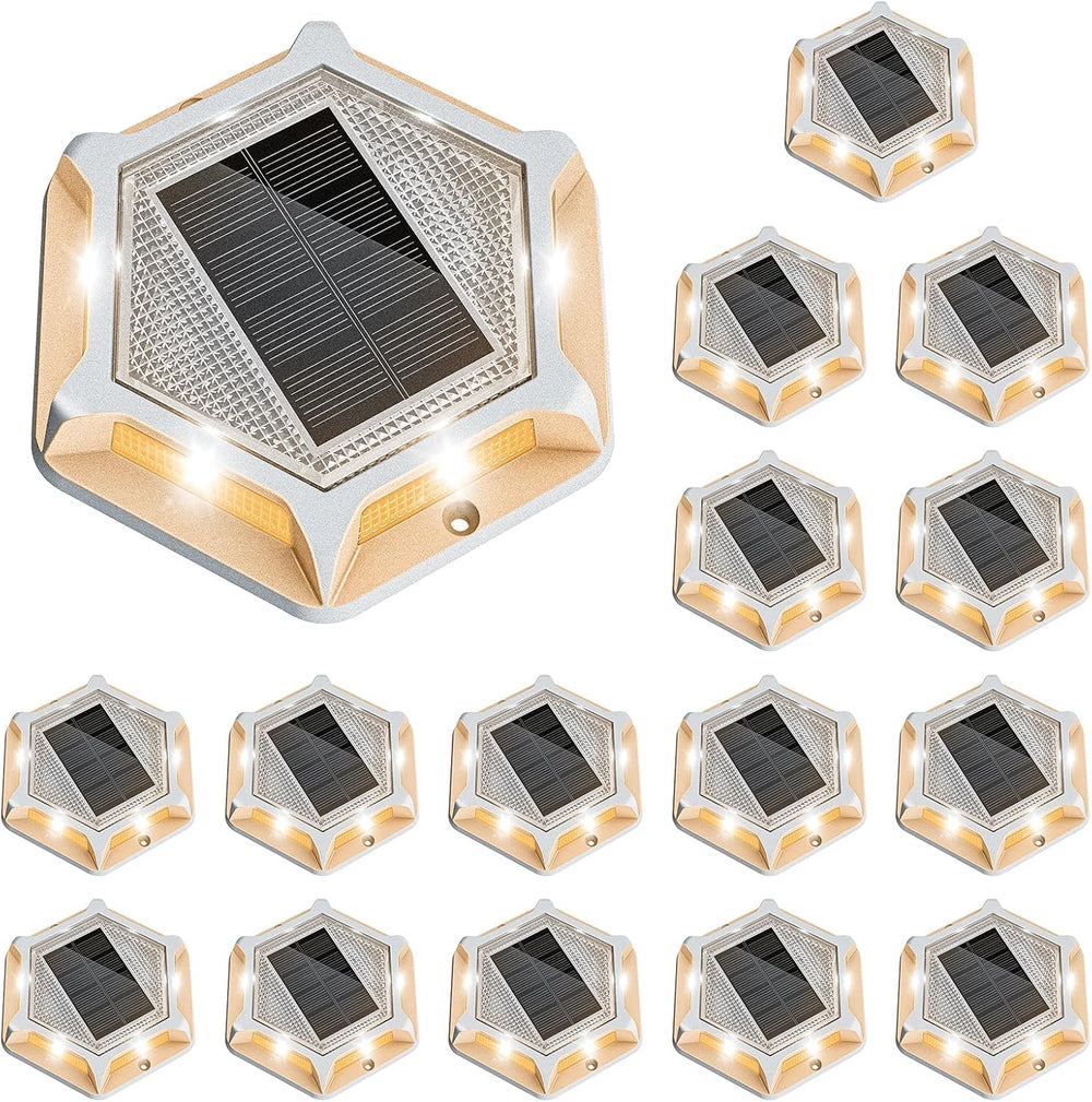 VOLISUN Solar Driveway Lights Dock Outdoor Deck Marker LED Lights,16 Pack