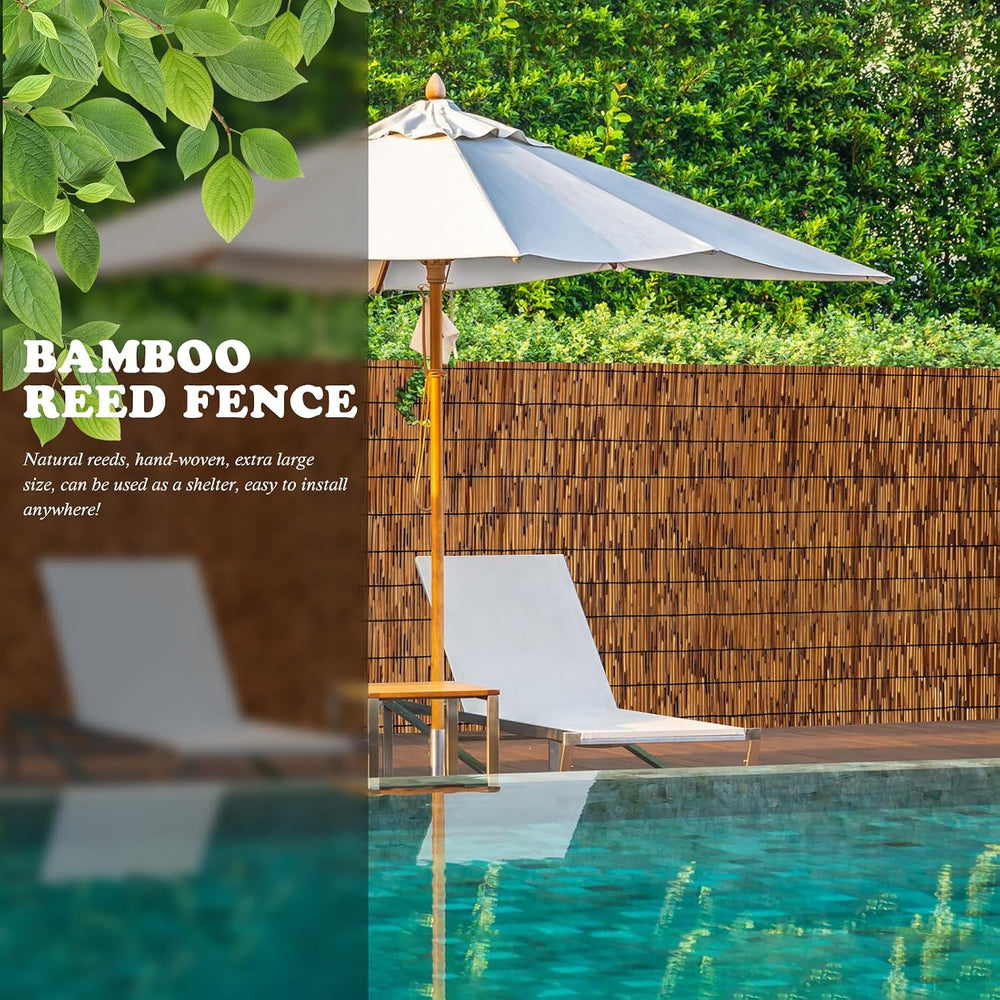 FENRUNXU Bamboo Reed Screen Fencing,4FT X 16.4FT Natural Reed Fencing Bamboo ...