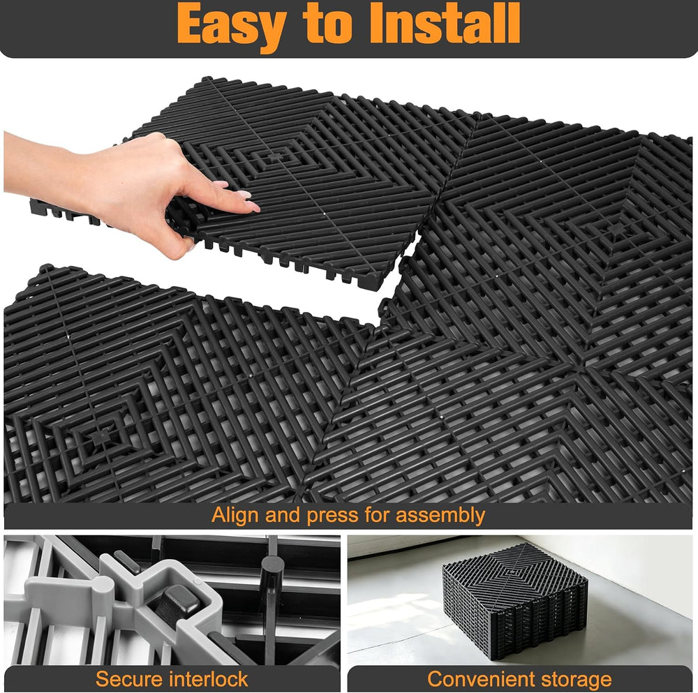 ToLanbbt Interlocking Drainage Tiles 12" x 12" Modular Interlocking...
