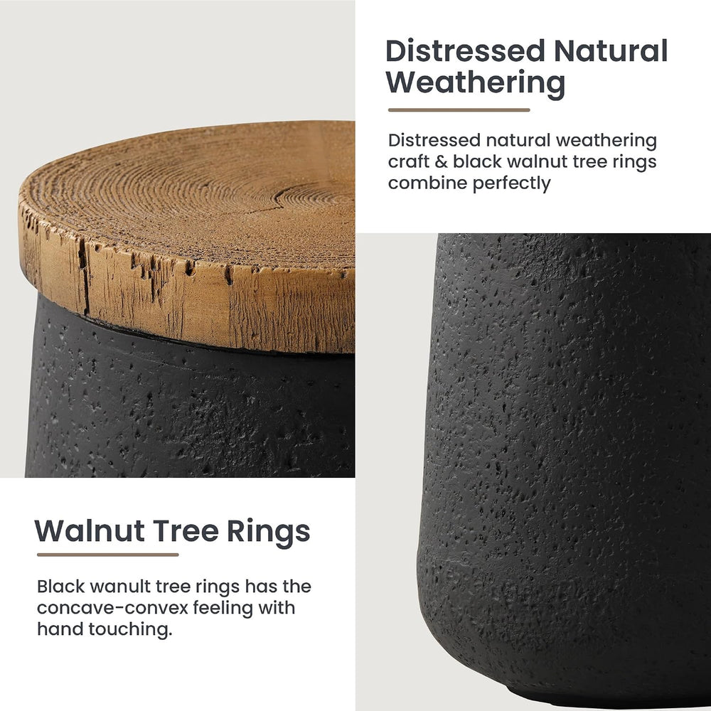 HOMPUS Concrete Outdoor Side Table Sets of 2, 2 Pieces Cylinder Shaped