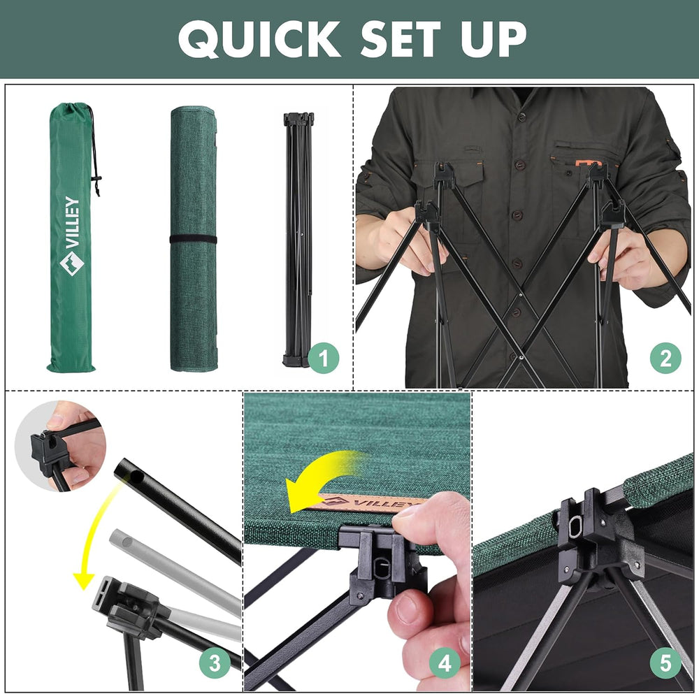 VILLEY Folding Camping Table, Portable Lightweight Table with Carry Bag