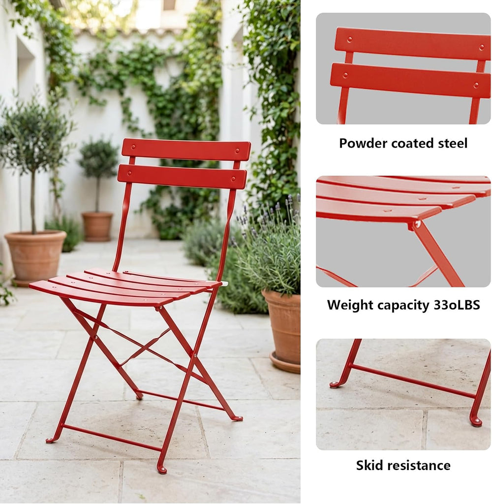Bistro Table & Chairs Set of 2, Folding Outdoor Patio Furniture