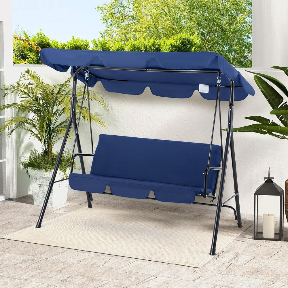 Esright Patio Swings Outdoor, 3-Seat Glider Porch Bench with Removable Cushio...