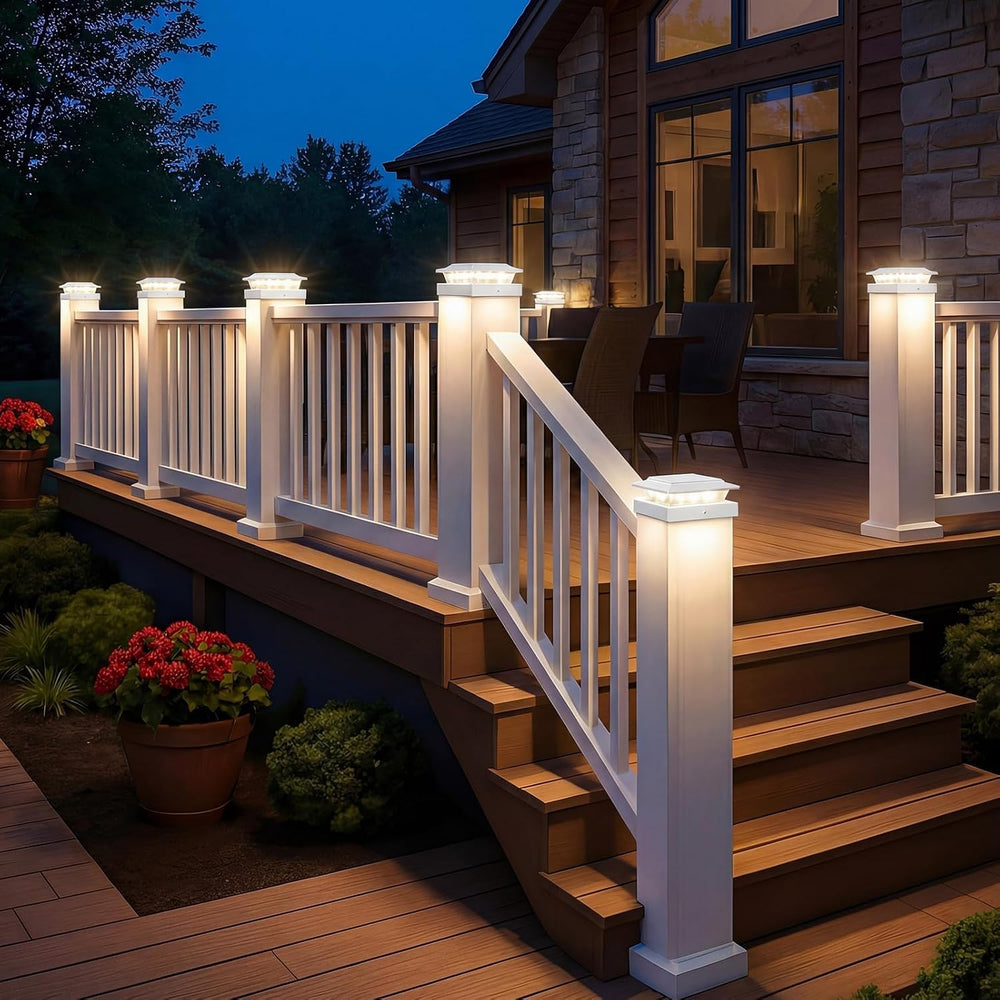 kolpop Solar Post Cap Lights Outdoor 10 Pack, 3 Color Temps&2 Brightness