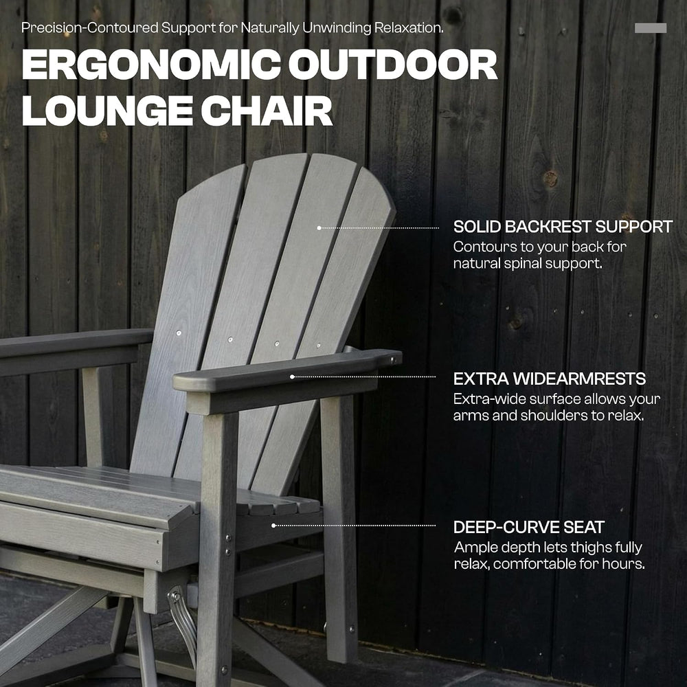 4-Piece Adirondack Swivel Glider Chair Set, Composite HDPE Outdoor Furniture ...