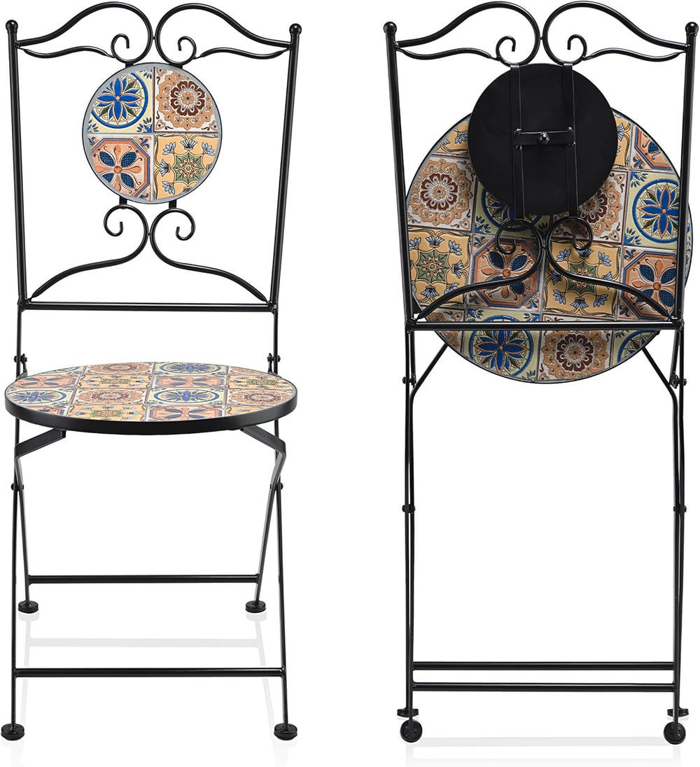 Alpine Corporation Indoor/Outdoor Mediterranean Tile Design Set Table and Cha...