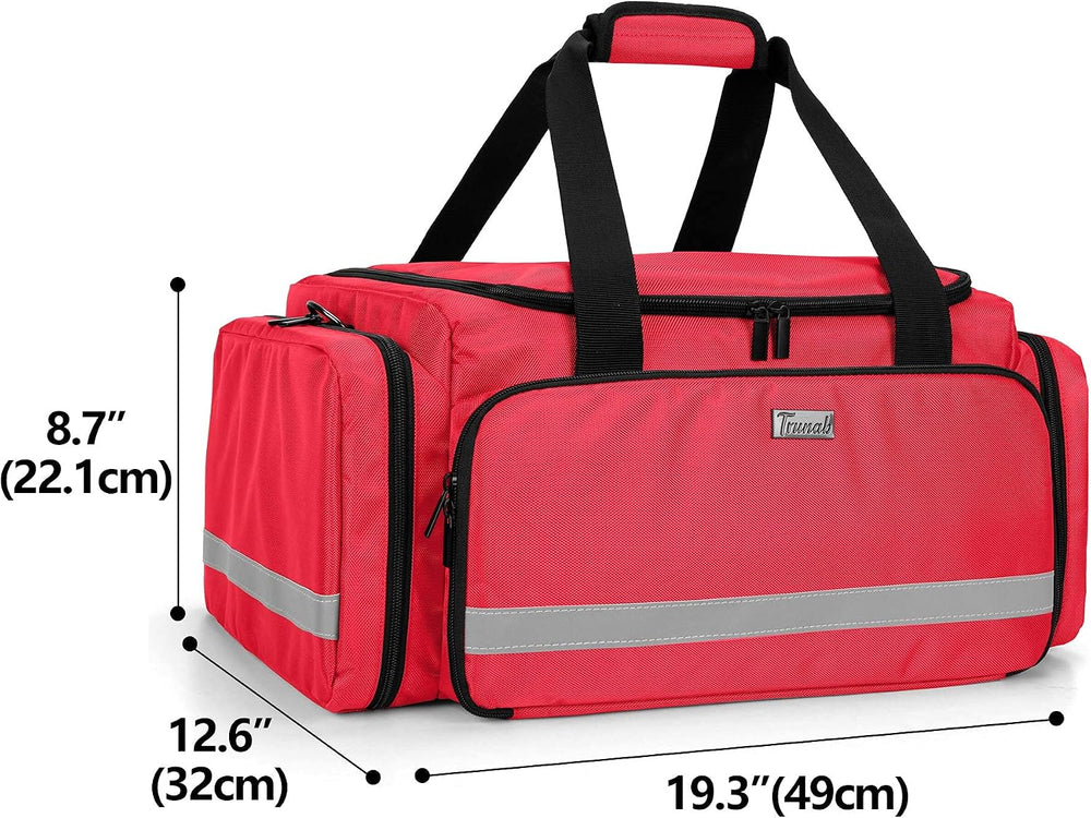 Trunab First Responder Bag Medical Supplies Bag with Inner Dividers,Red