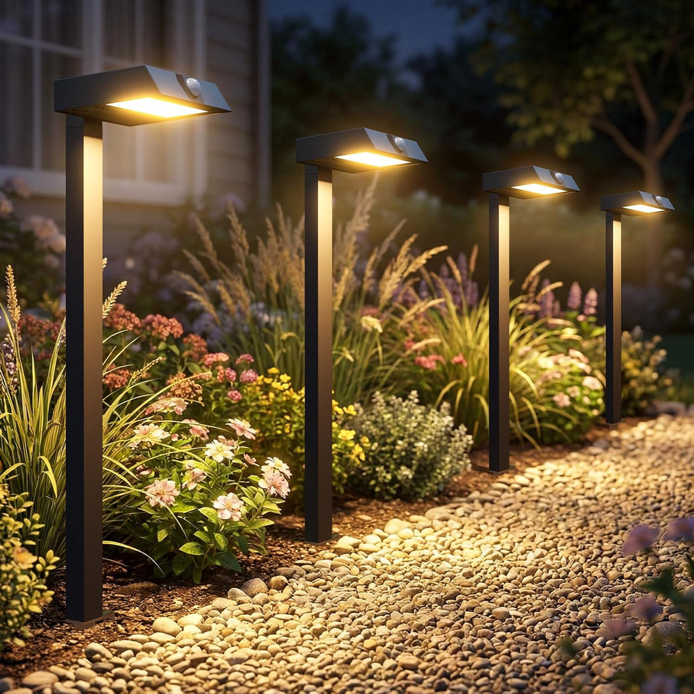 XMCOSY+ Solar Pathway Lights, 6 Pack Metal Motion Sensor Outdoor Lights | 300...