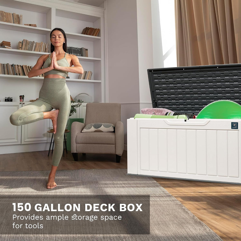 230 Gallon Large Deck Box, Durable Waterproof Resin Deck Box for Patio Furnit...