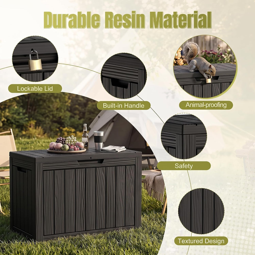 45 Gallon Outdoor Storage Box, Resin Deck Box, Patio Storage Bin, Lockable
