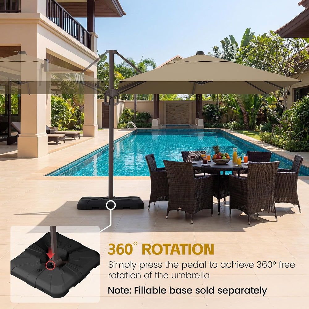 10x10' Patio Cantilever Umbrella for Outdoor, Tan