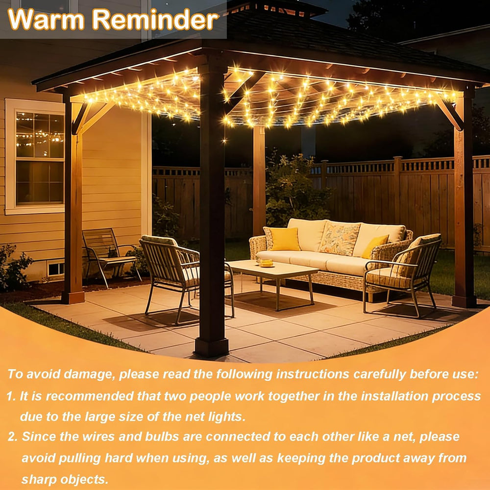 10ft x 10ft Solar Net Lights, 280LED Gazebo Mesh Lights Solar & USB Power...