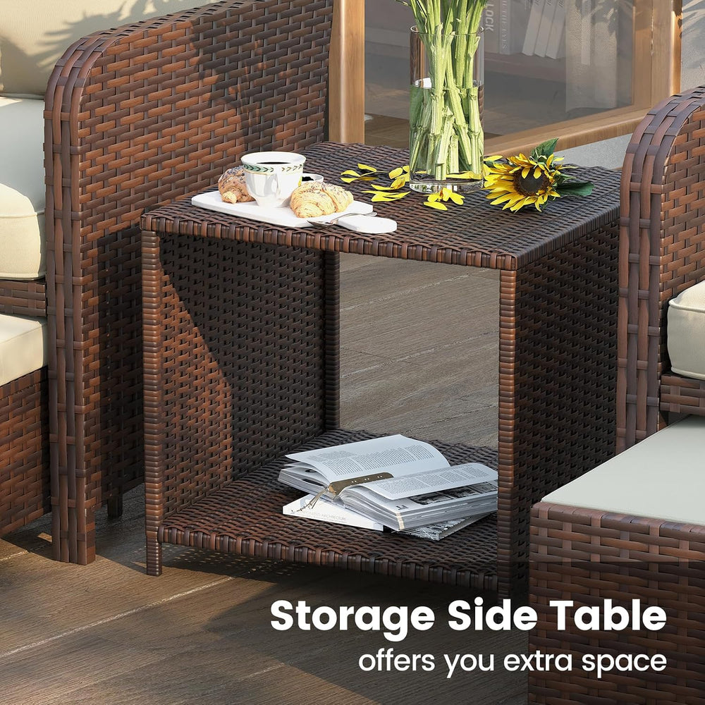 UDPATIO Balcony Furniture, Space-Saving Patio Chairs with Ottoman