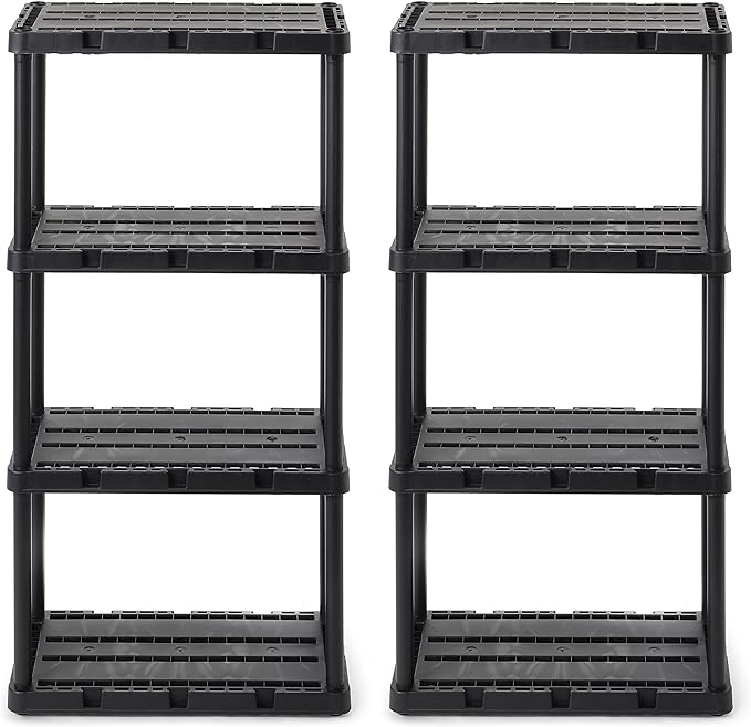 Gracious Living 2 Pack Light Duty Storage Shelves, Knect-A-Shelf 4-Shelf Vent...