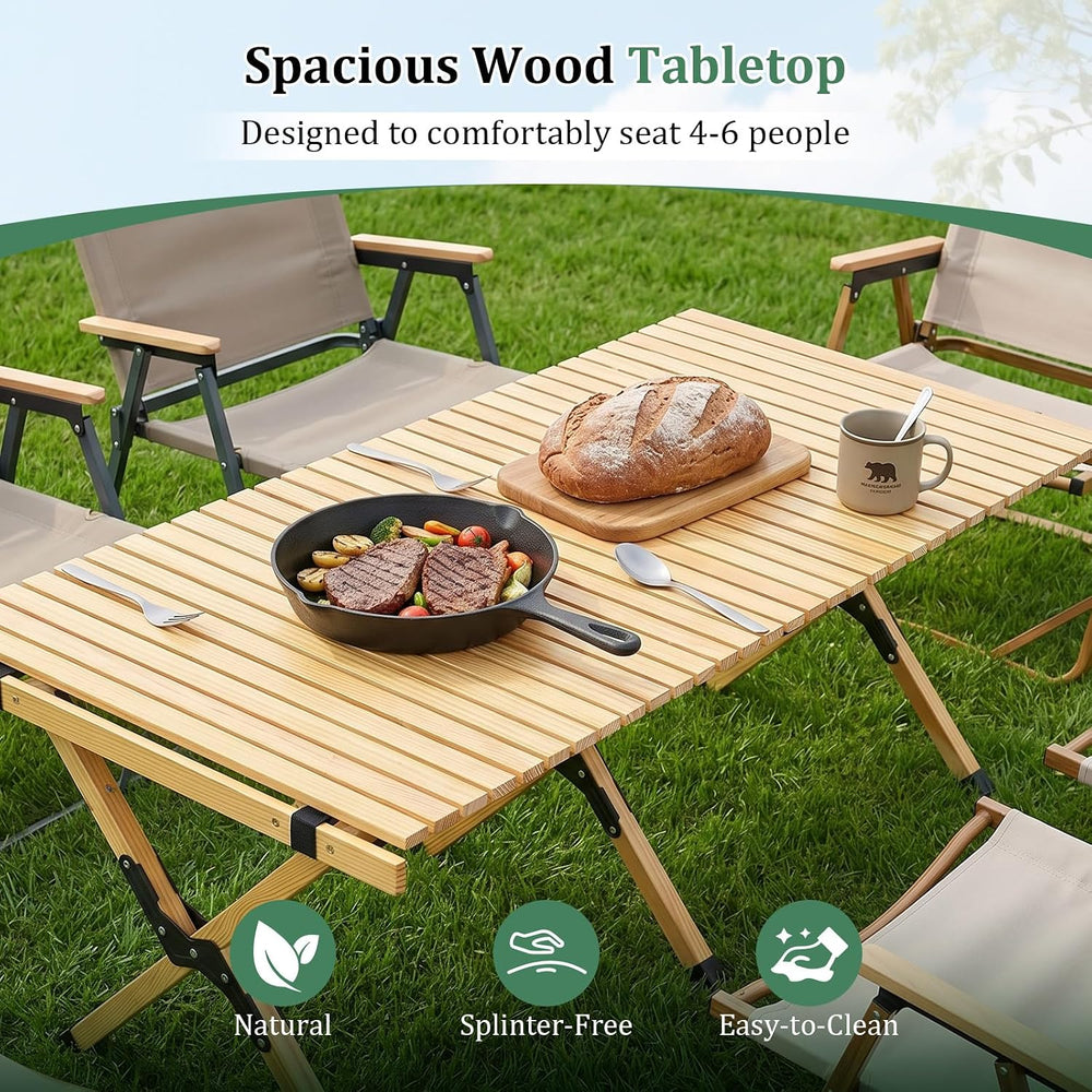 COSTWAY Folding Picnic Table, Portable 4ft Roll Up Camping Table