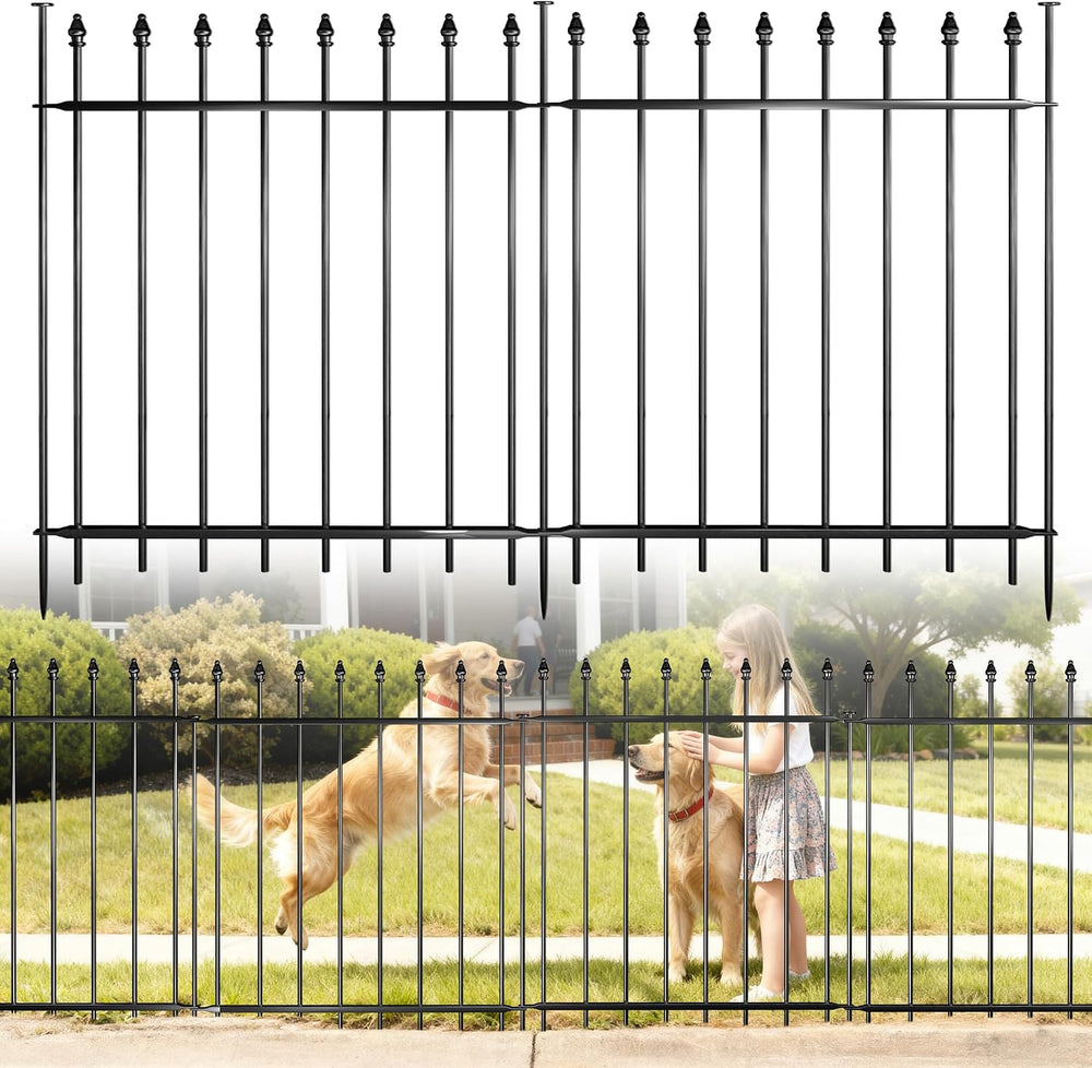 Decorative Metal Garden Fence,(10 Panels+ 11 Posts), Total Iength24 ft(W) x 3...