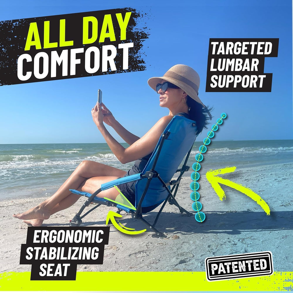 STRONGBACK Beach Chairs - Low Gravity Portable Beach Chair | Foldable, Heavy ...
