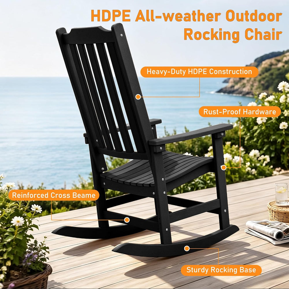 Oversized All-Weather Outdoor Rocking Chairs Set of 2, Patio Rocker
