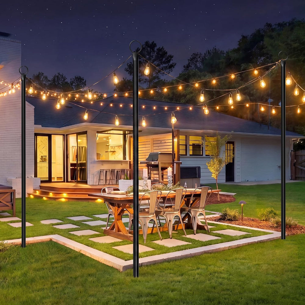 2 Pack String Light Poles for Outside, 10.5 Ft Outdoor String Light Poles for...