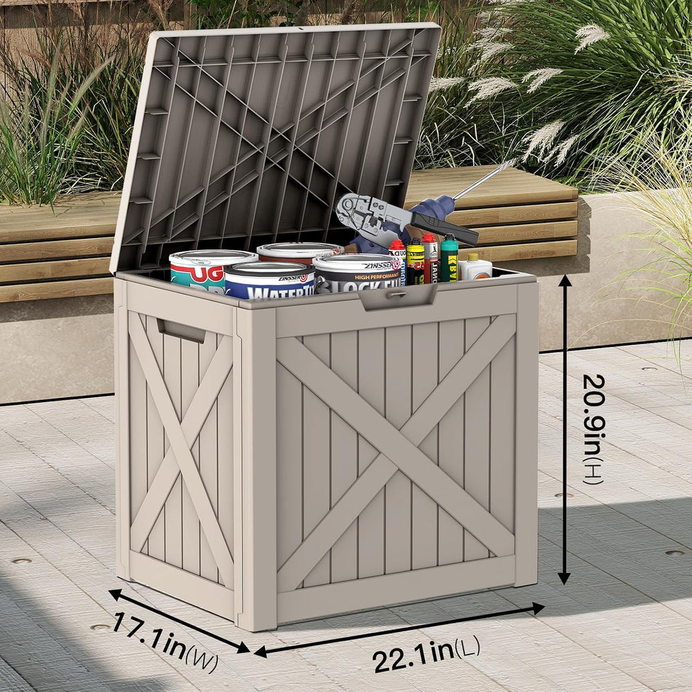 Mars Villa 31 Gallon Deck Box, Waterproof Outdoor Storage Box, Grey