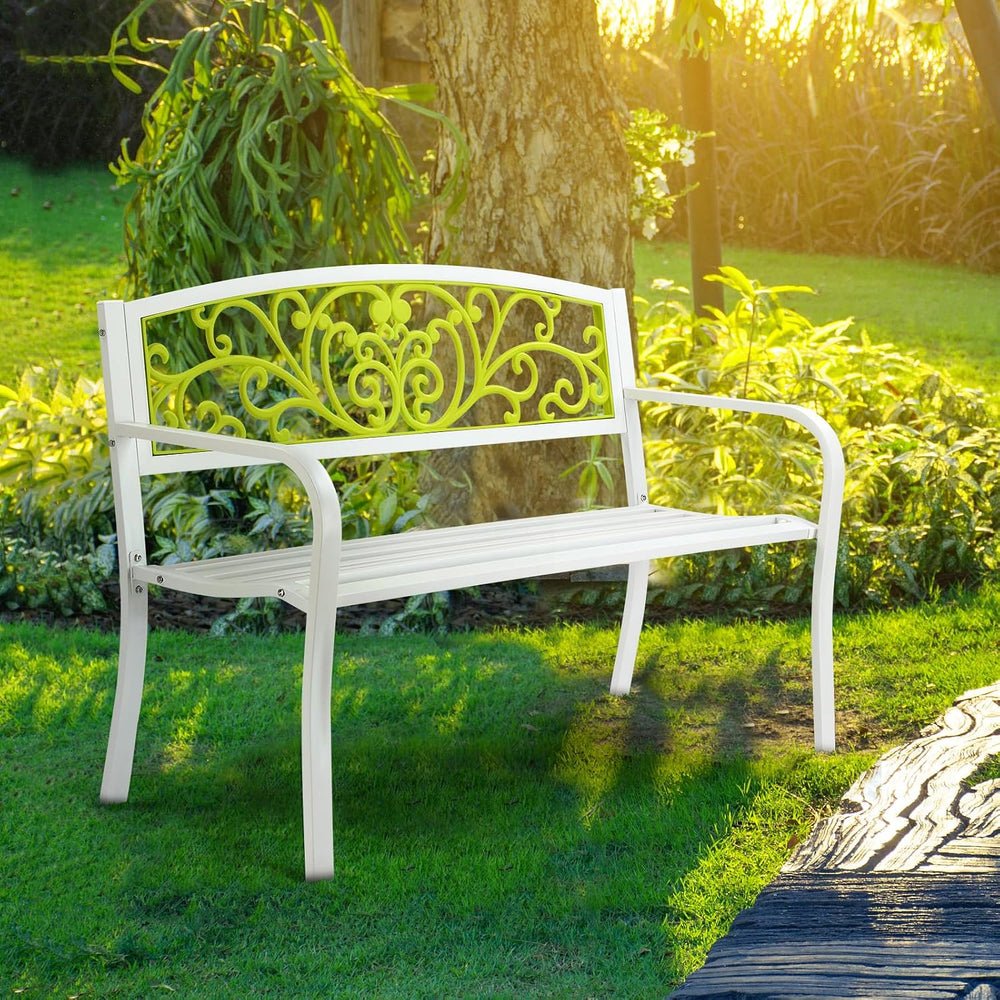 47in Outdoor Garden Park Bench,Outdoor Metal Porch Benches,Weatherproof Patio...