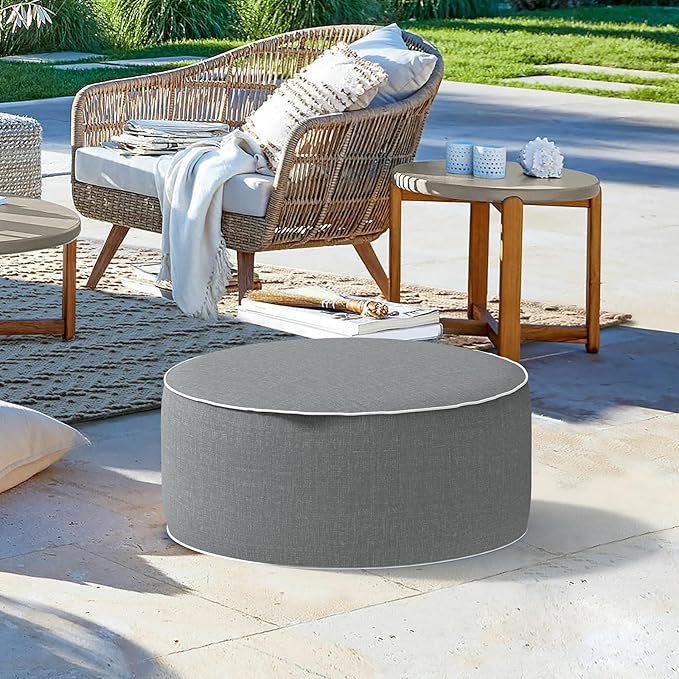 LVTXIII Outdoor/Indoor Inflatable Ottoman, 21"x21"x9" Patio Fo...