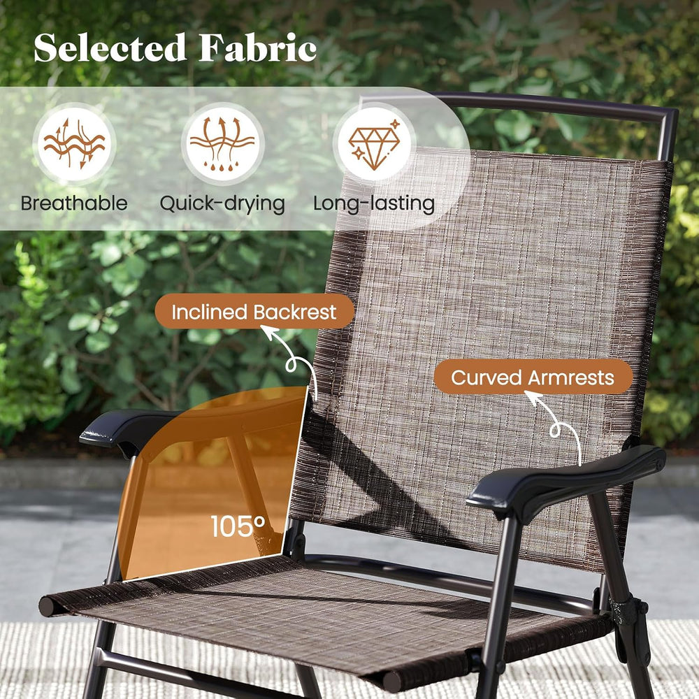 Tangkula 3 Piece Bistro Set Outdoor, Bistro Folding Chairs and Table Set, Rip...