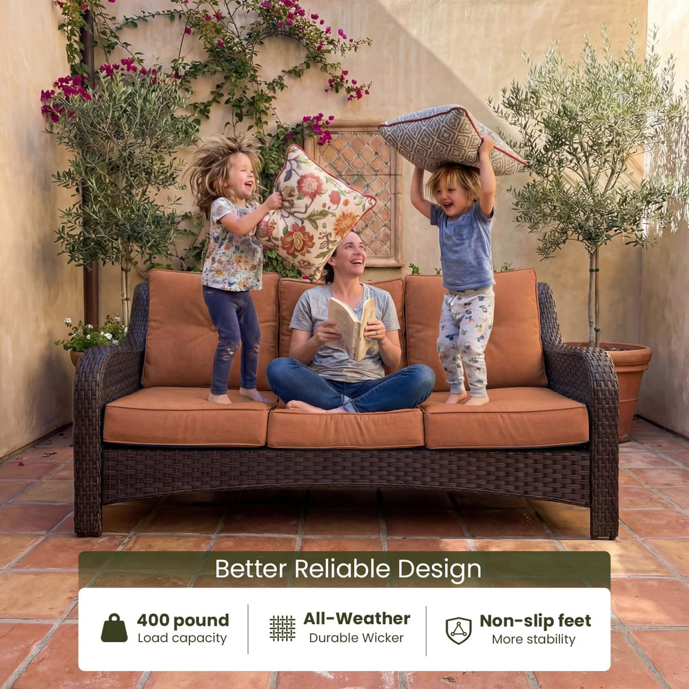 LayinSun 10 Piece Wicker Outdoor Furniture Set with 6-inch Comfy Cushions