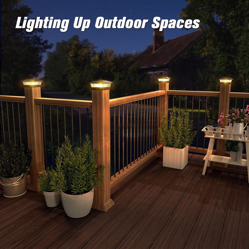 Solar Post Cap Lights Outdoor 12pack, Waterproof Fence Post Lights with 16 Ul...