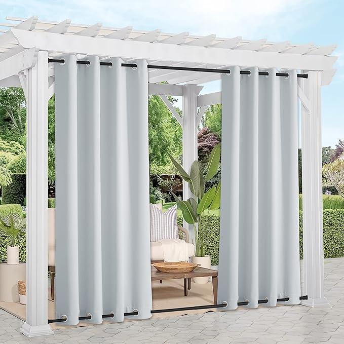 NICETOWN 2 Panels Outdoor Curtains Waterproof for Patio, Thermal Insulated To...