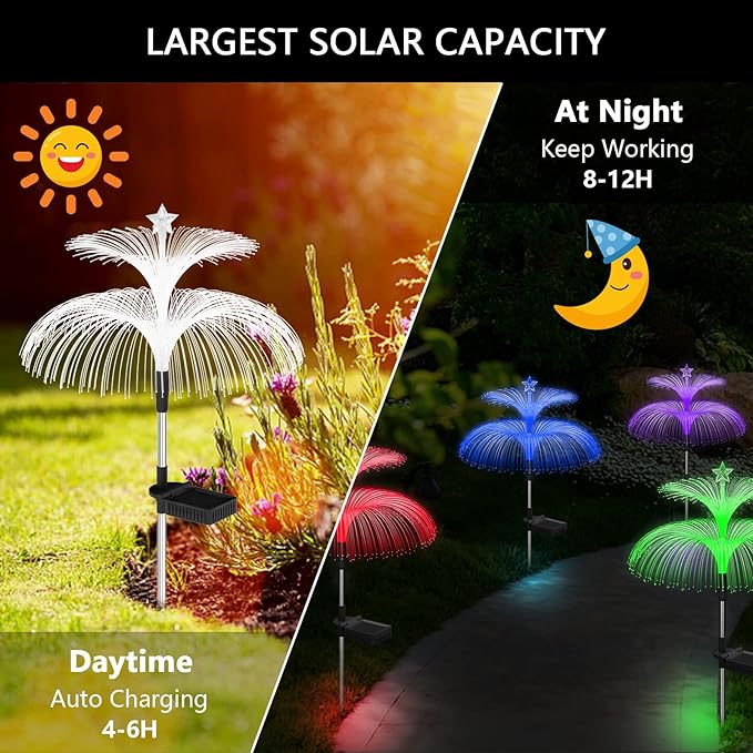 Solar Garden Lights 6 Pack New Upgraded Solar Lights Outdoor Waterproof 7 Col...