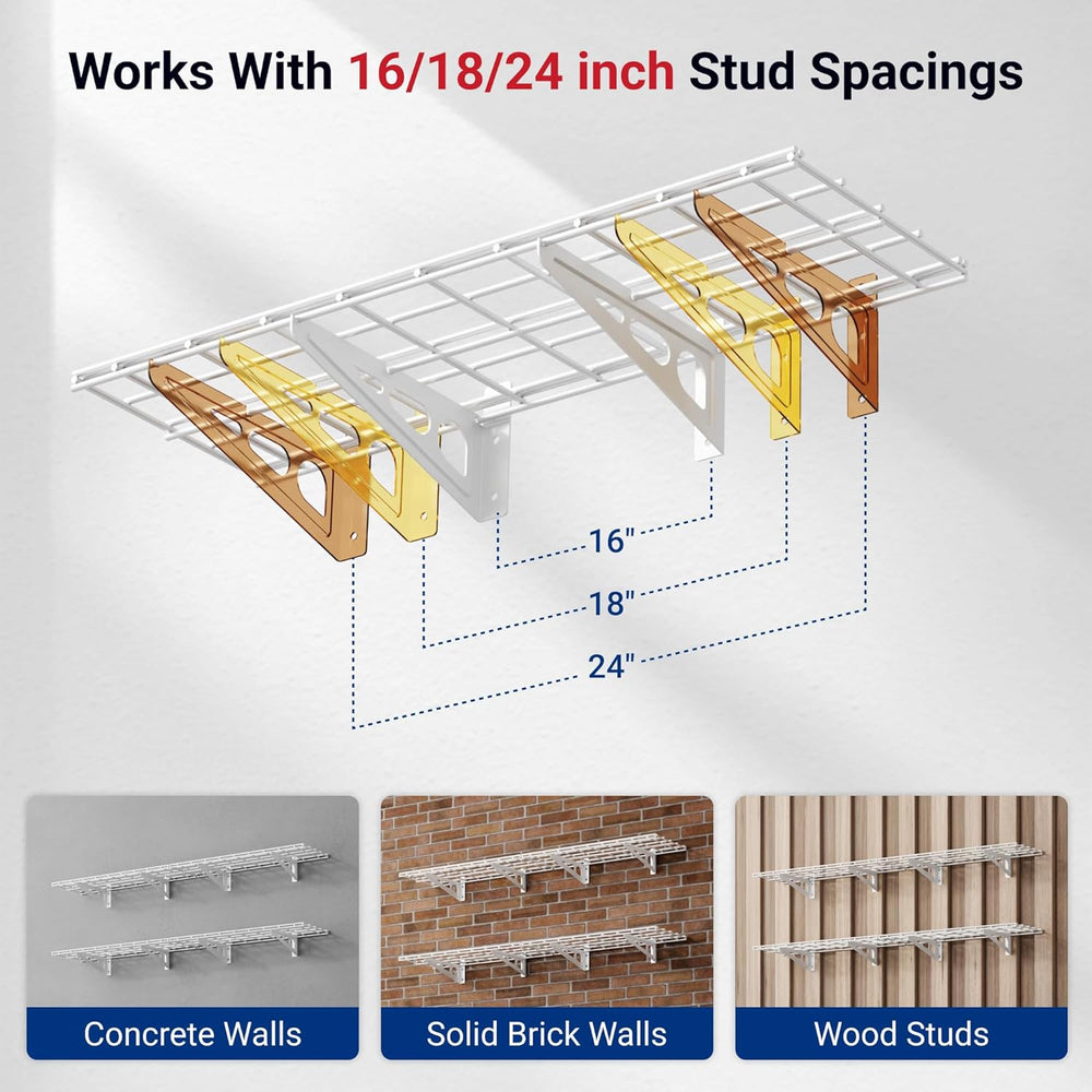 FLEXIMOUNTS 12-inch-by-72-inch Wall Shelf Garage Storage Rack Wall Mounted Fl...