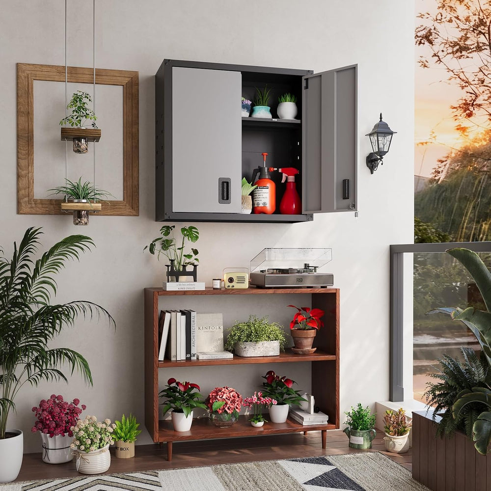30 Inch Metal Wall Cabinet, Metal Wall Cabinet for Garage, 2pcs,Grey