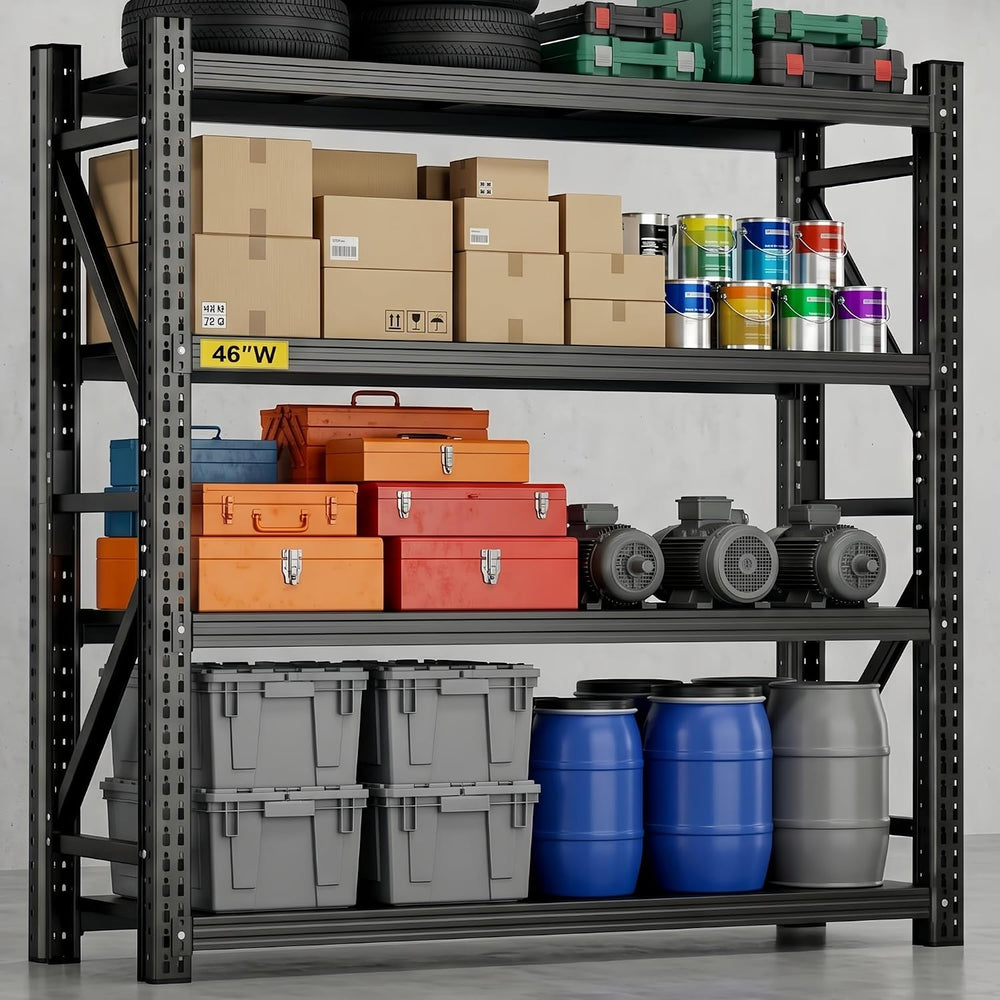 3500LBS Storage Shelves,Garage Shelving Heavy Duty,4-Tier Adjustable Metal St...