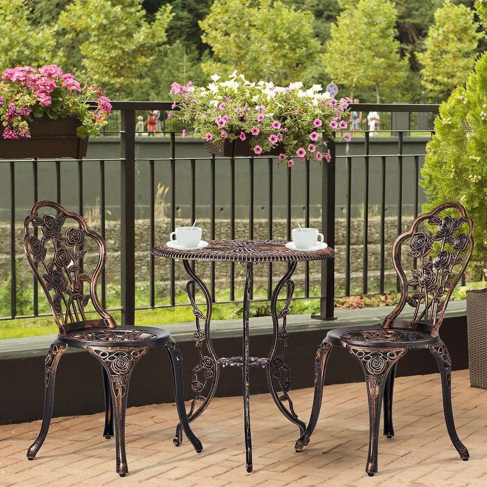 VINGLI 3 PCS Outdoor Bistro Set, Outdoor Patio Set, All-Weather Cast Aluminum...