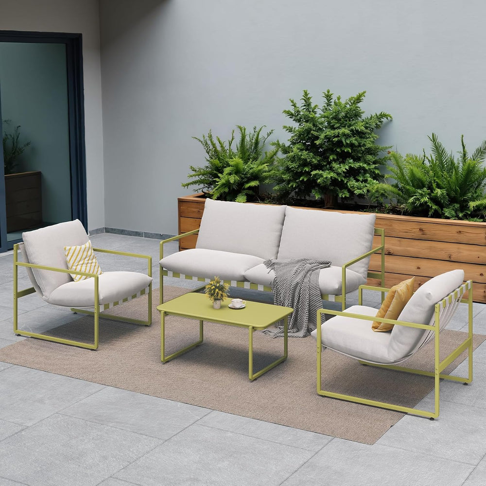 Grand patio 4-Piece Outdoor Furniture Set, Modern Patio Furniture with Soft C...