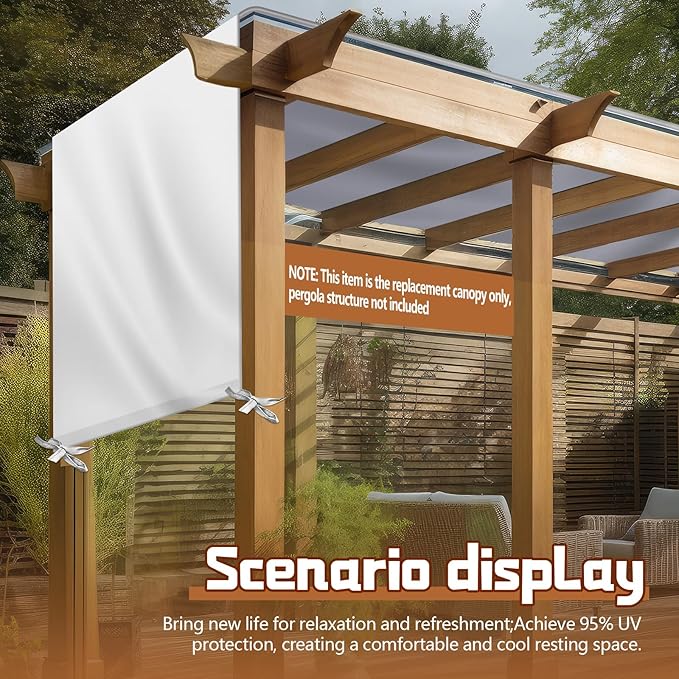 Universal Pergola Replacement Canopy Outdoor Canopy Shade Cover Waterproof Sh...