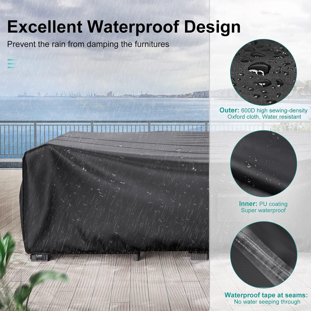 Waterproof Outdoor Patio Furniture Covers 138"L×86"W×28"H Black