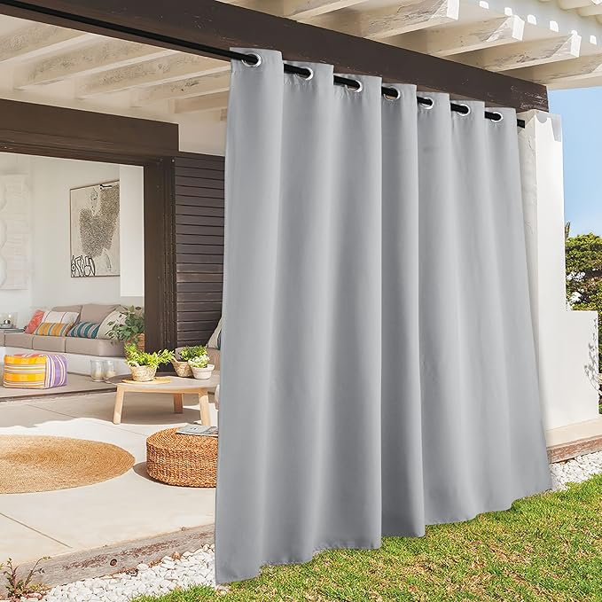 RYB HOME Outdoor Curtains Waterproof - Sun Blocking Curtains Privacy Shades f...