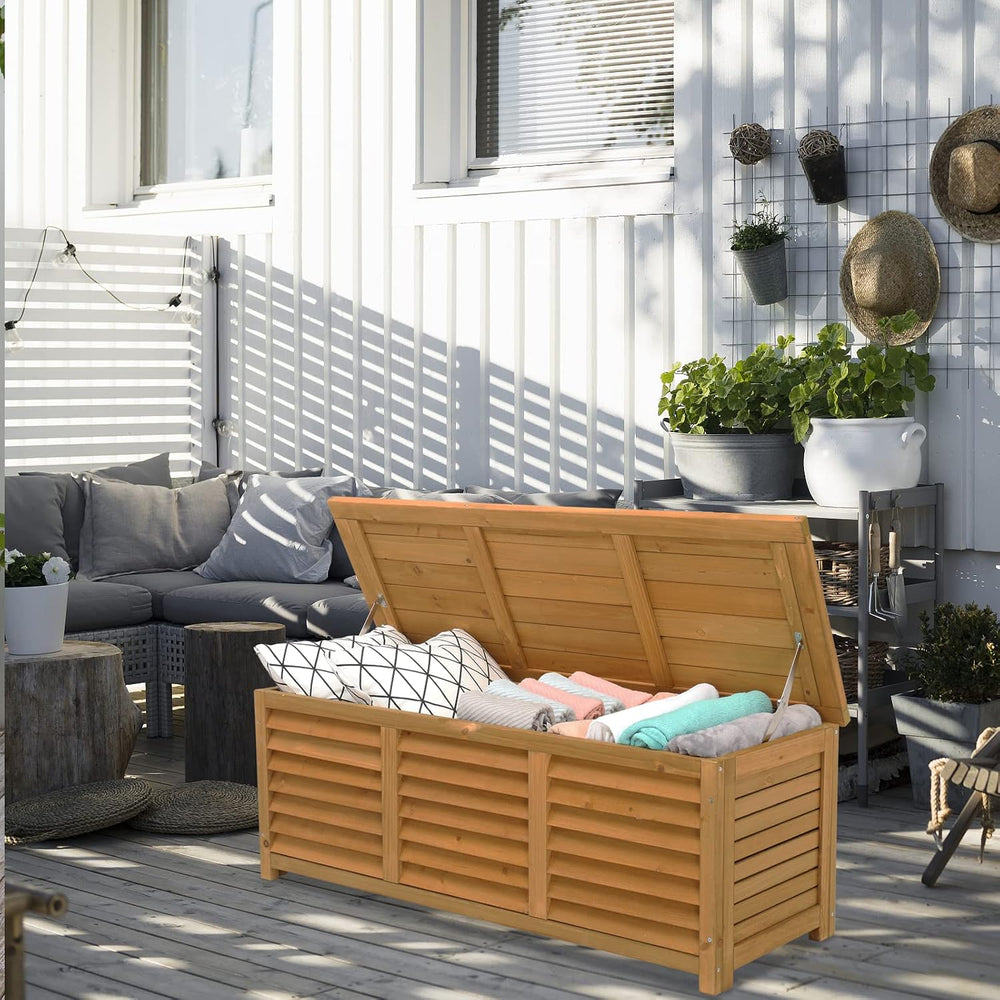 VINGLI 47 Gallon Wood Deck Box (Natural)