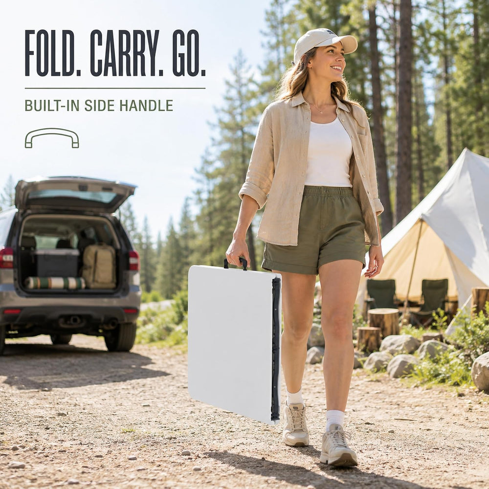 5FT Folding Table 2 Pack, Fold-in-Half Utility Table, White