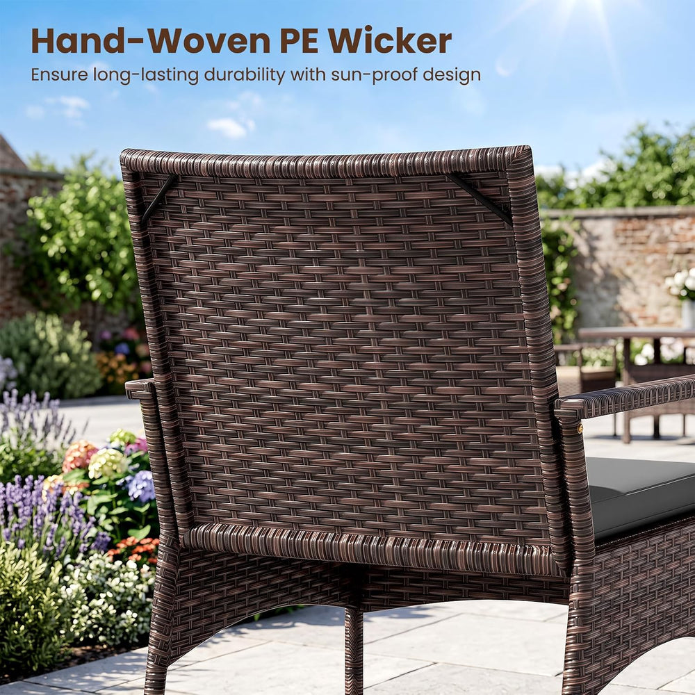 Tangkula 3-Piece Outdoor Wicker Rocking Bistro Set with 2-Tier Coffee Table