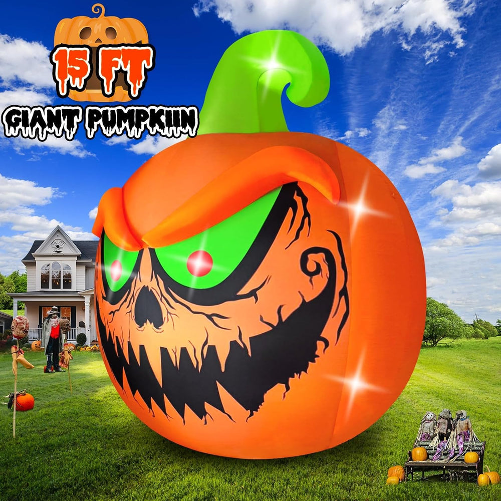 Kalolary 15 FT Giant Halloween Inflatable Pumpkin Outdoor Decorations Blow Up...