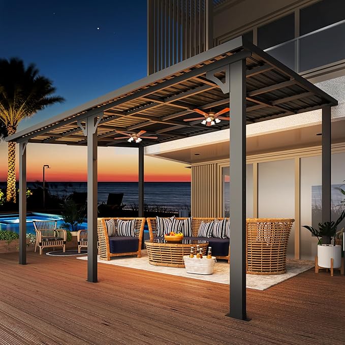AECOJOY 14' x 10' Outdoor Hardtop Gazebo Pergola for Patio, 10x14 Lar...